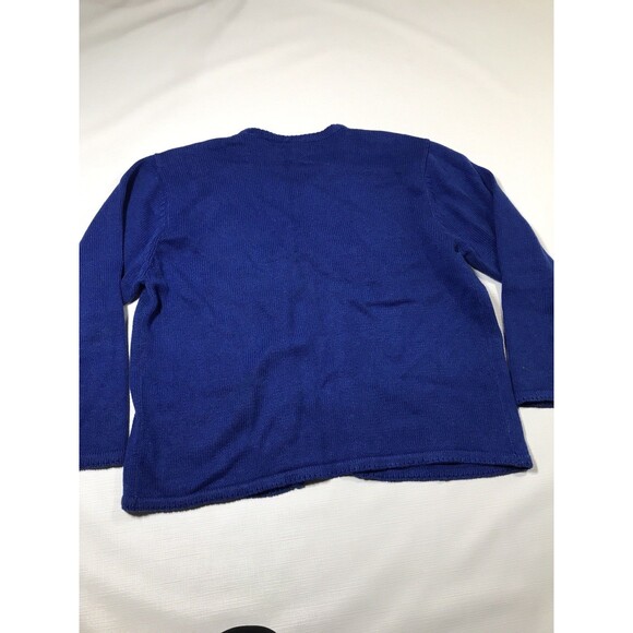 Vintage Crystal Kobe Heavy Knitted Christmas Snowmen Sweater Blue Size Medium - Picture 8 of 9